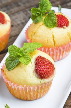 Muffins Bio à la confiture de fraises naturéO