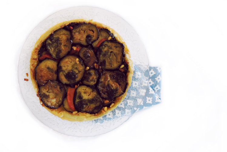 Tatin d’aubergine,algue Nori et poivron