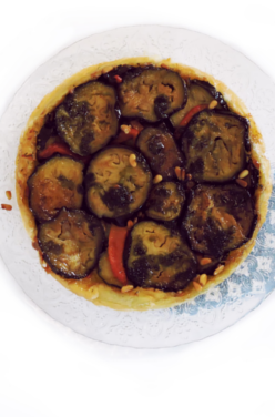 Tatin d’aubergine,algue Nori et poivron