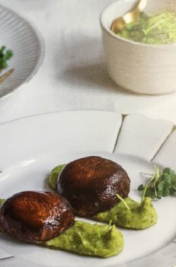 Champignons fourrés au pesto d’épinards et sa purée de brocolis