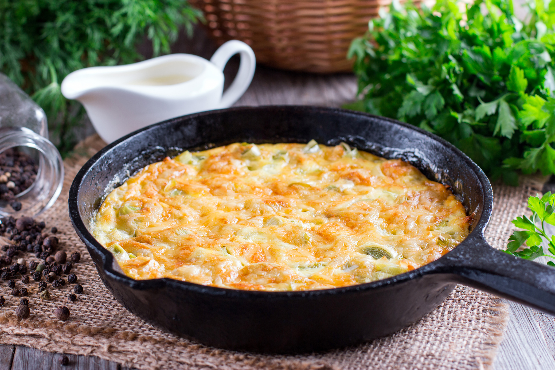 Clafoutis aux poireaux et noix de Saint Jacques