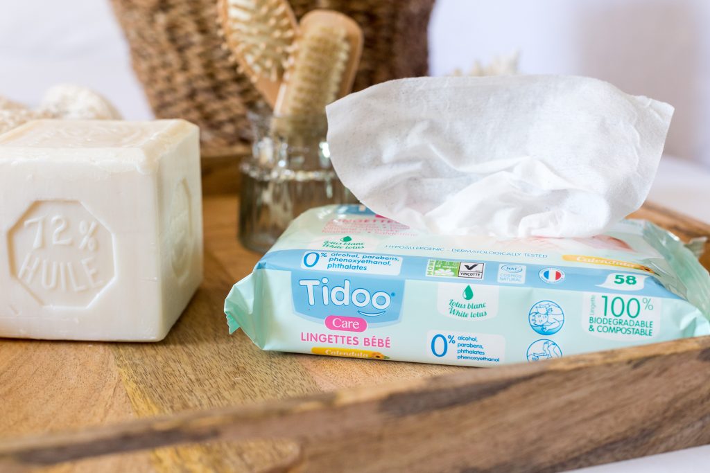 58 Lingettes bébé 100% compostable sans parfum - Tidoo