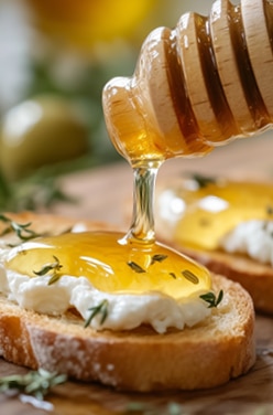 TOASTS APERITIFS ROQUEFORT ET MIEL.